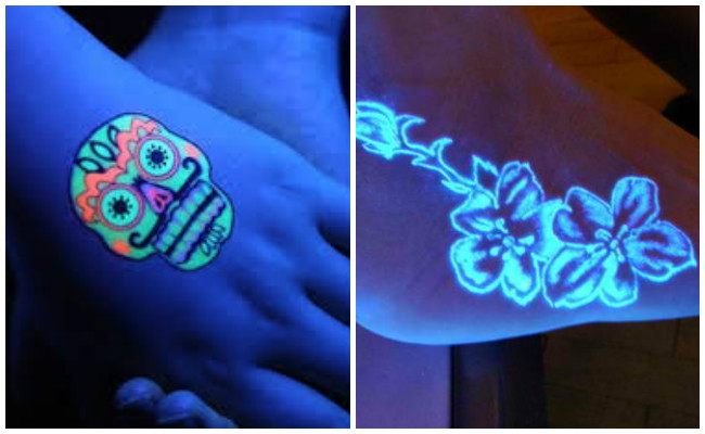 La tinta tatuaje fluorescente