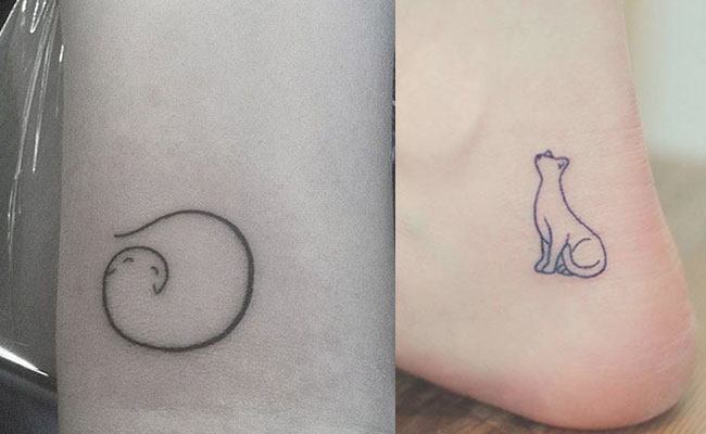 tatuaje de gatos minimalistas