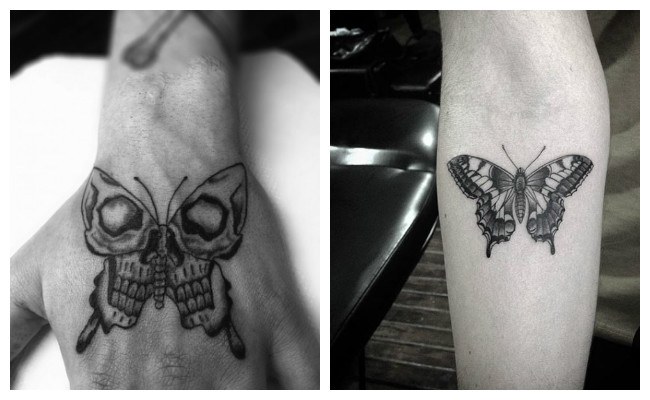 Tatuaje de mariposa con calavera