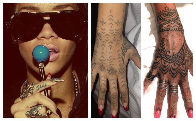 Tatuajes de Rihanna en la mano
