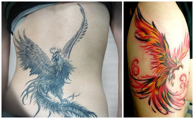 Tatuajes de ave fénix en espalda