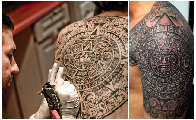 Tatuajes aztecas en el antebrazo
