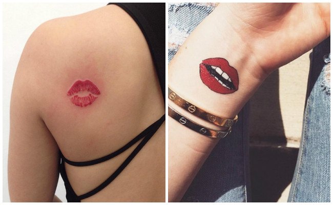 Tatuajes de besos y tatuajes en forma de labios rojos