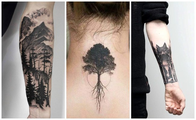 Tatuajes de bosques en el antebrazo