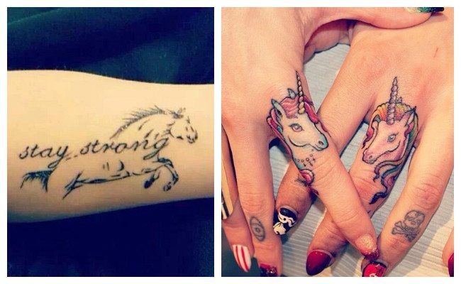 Tatuajes de caballos en los dedos