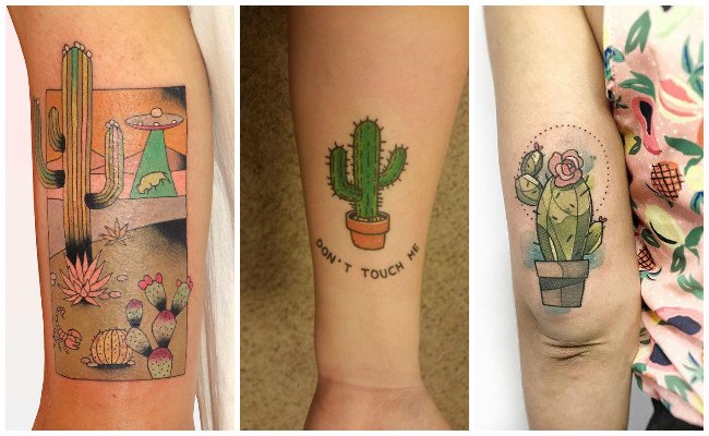 Tatuajes de cactus en el antebrazo