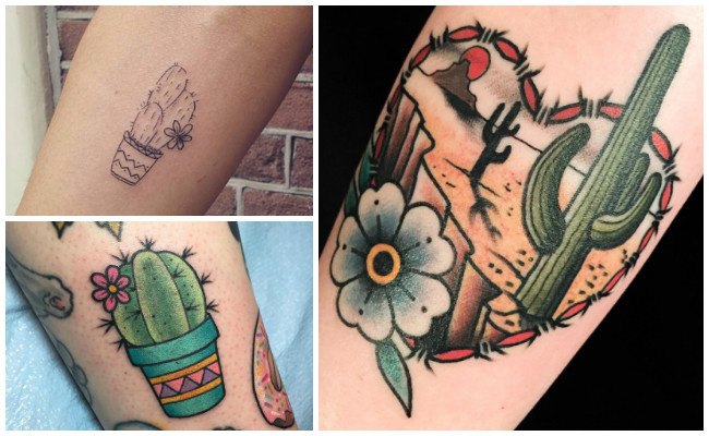 Tatuajes de cactus en la espalda