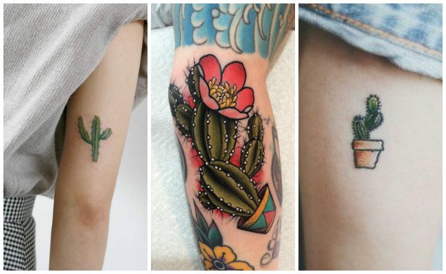 Tatuajes de cactus en el muslo