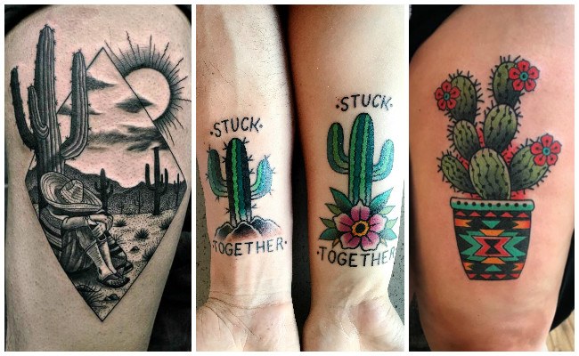 Tatuajes de cactus en la pierna