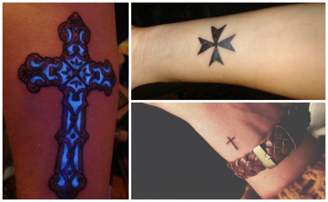 Tatuajes de cruces en el brazo