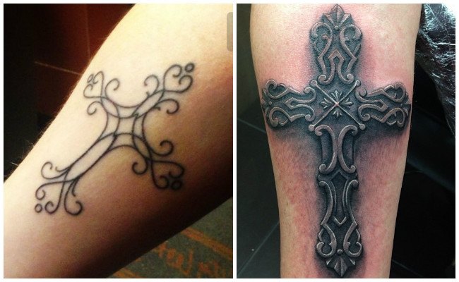 Tatuajes de cruces con flores