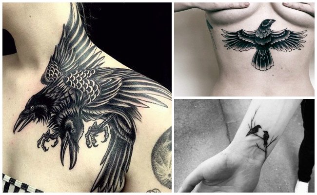Tatuajes de cuervos para mujeres