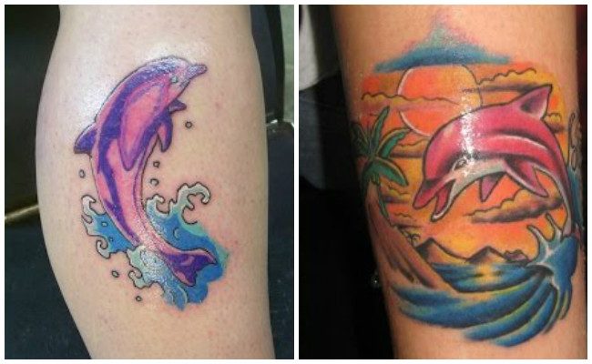 Tatuajes de delfines en forma de corazón