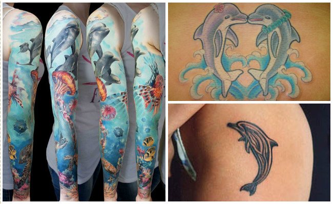 Tatuajes de delfines en la espalda