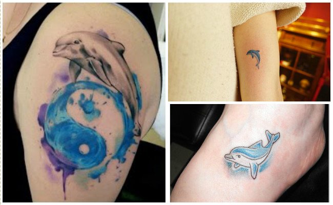 Tatuajes de delfines para mujeres en la espalda
