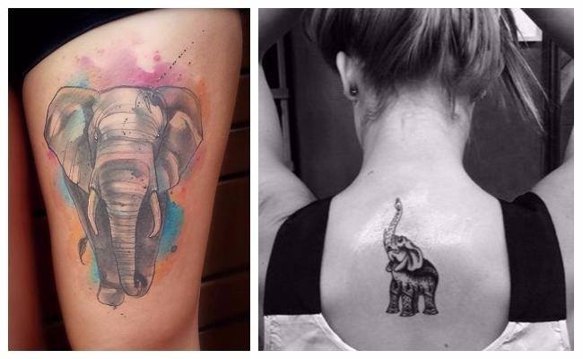 Tatuajes de elefantes en la espalda