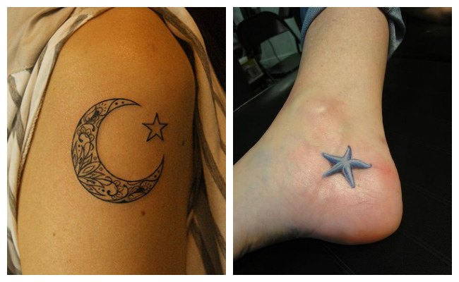 Tatuajes de estrellas con luna