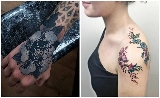 Tatuajes de flores de acuarela