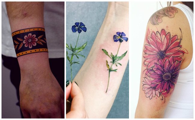 Tatuajes de flores a color
