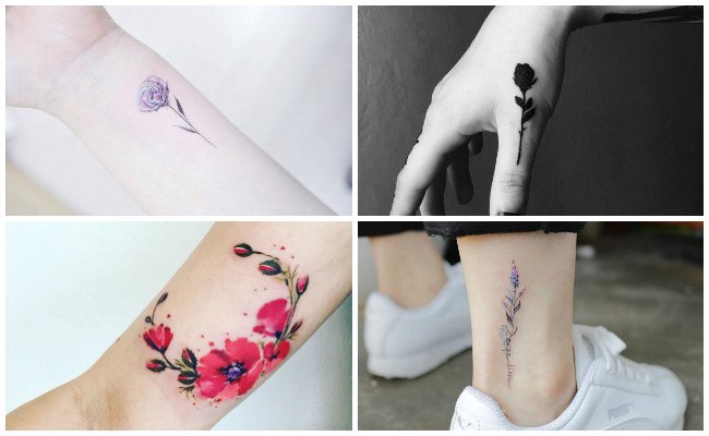 Tatuajes de flores con colores