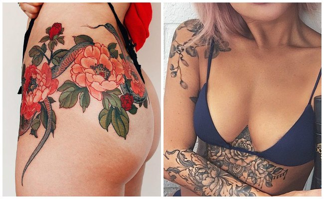 Tatuajes de flores en la espalda