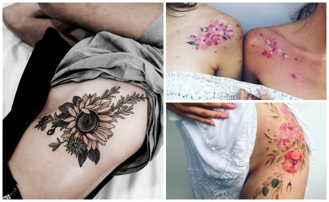 Tatuajes de flores en el pecho