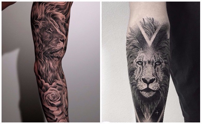 Tatuajes de leones en el brazo