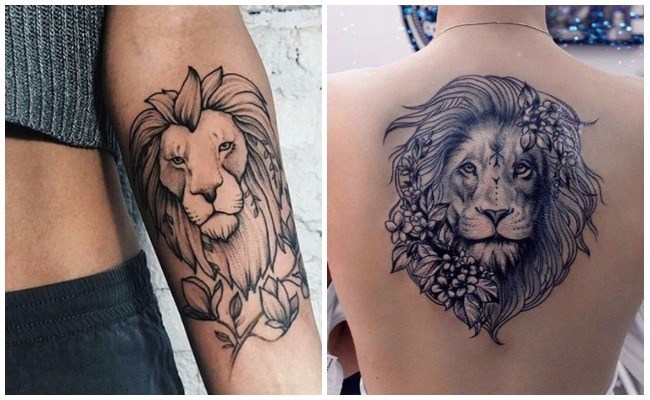 Tatuajes de leones en la espalda