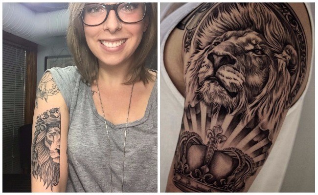 Tatuajes de leones en la pierna