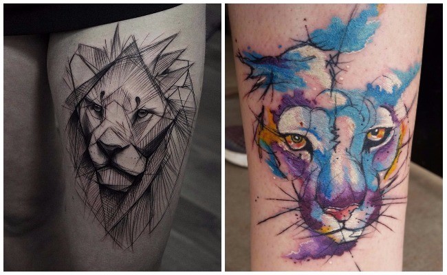 Tatuajes de leones en realismo