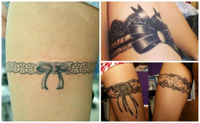 Tatuajes de ligueros con lazo