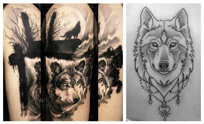 Tatuajes de lobos aullando a la luna
