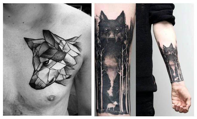 Tatuajes de lobos en el bosque
