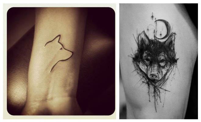 Tatuajes de lobos con lineas