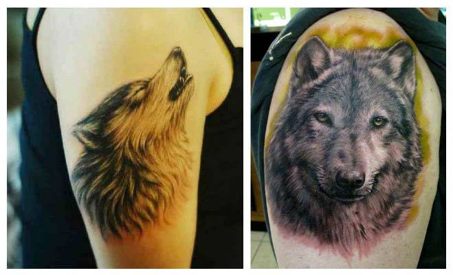 Tatuajes de lobos con paisajes