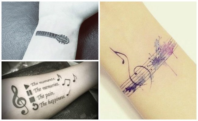 Tatuajes de notas musicales en la mano