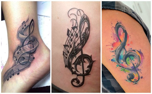 Tatuajes de notas musicales para mujer