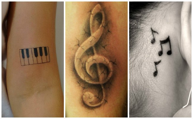 Tatuajes de notas musicales para mujeres