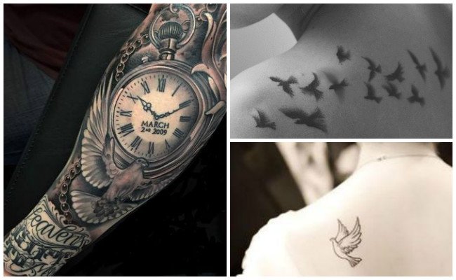 Tatuajes de palomas en el brazo