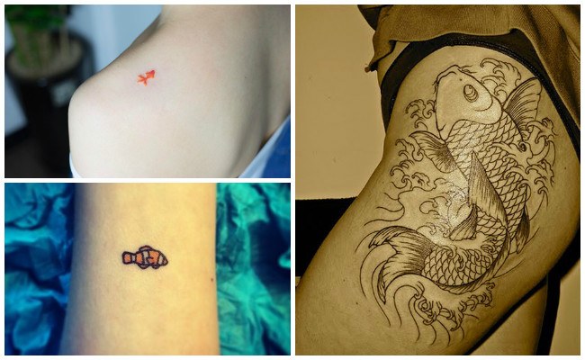 Tatuajes de pez koi en el antebrazo