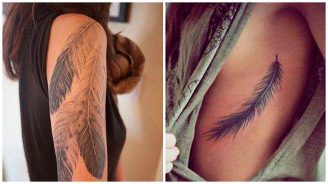 Tatuajes de plumas en el brazo
