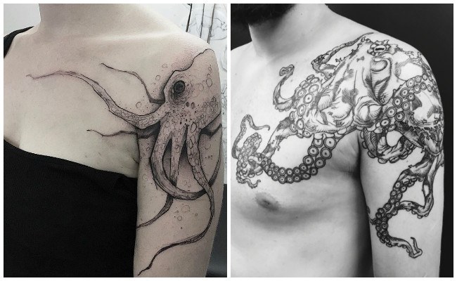 Tatuajes de pulpos en el antebrazo