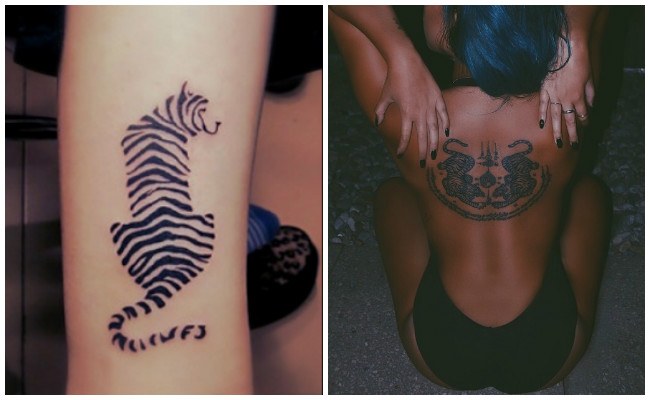 Tatuajes de tigres con flores