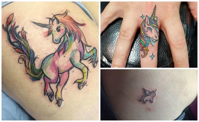 Tatuajes de unicornios en los dedos