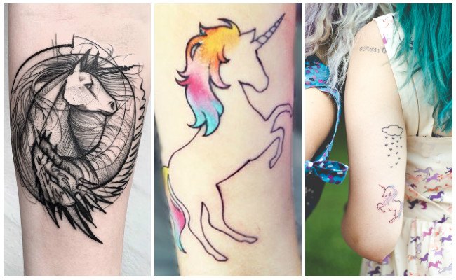 Tatuajes de unicornios de líneas