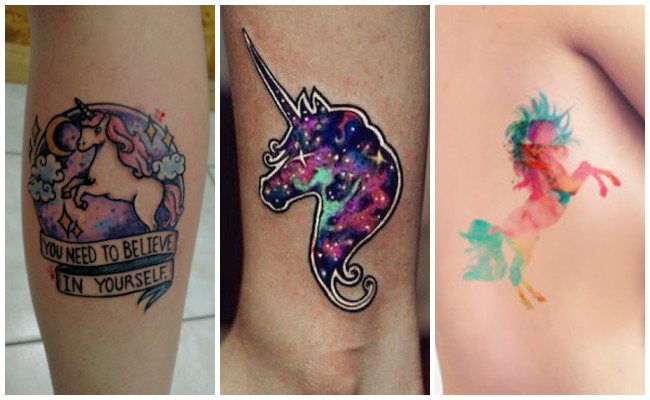 Tatuajes de unicornios en la pierna
