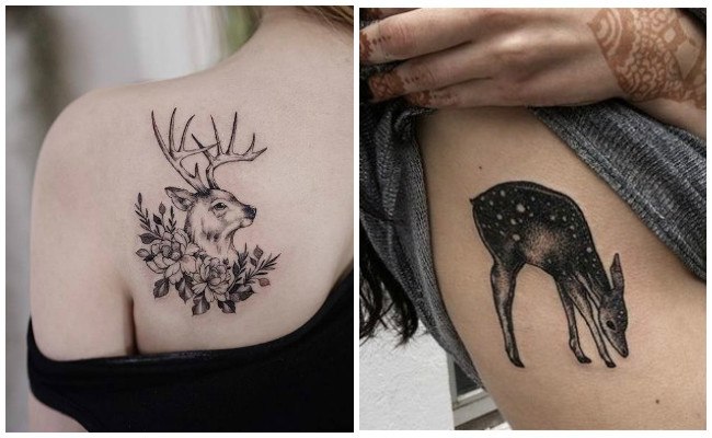 Tatuajes de venados con flores