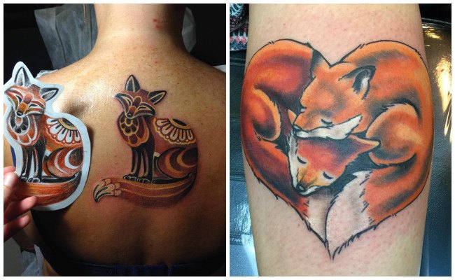 Tatuajes de zorros en la espalda