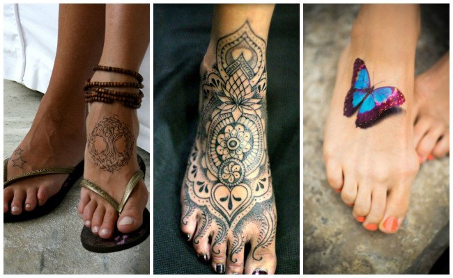 Tatuajes en el pie con mariposas