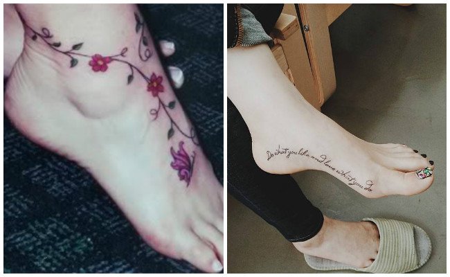 Tatuajes en el tobillo con flores